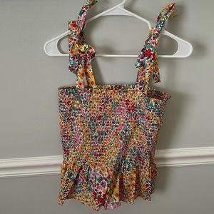 Smocked tie strap top